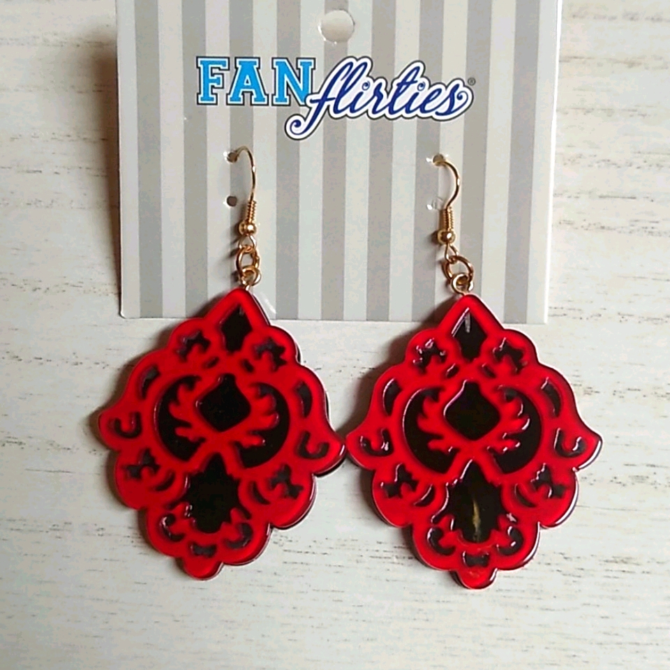 3 For $15 Red & Black Big Lucite Dangles